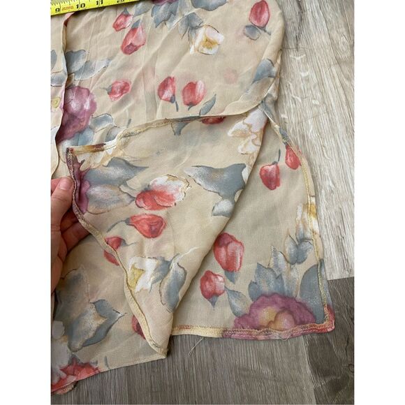 Italian Floral Beige Pink Button-Up Collared Sleeveless Blouse, Size US 8 - Picture 4 of 10